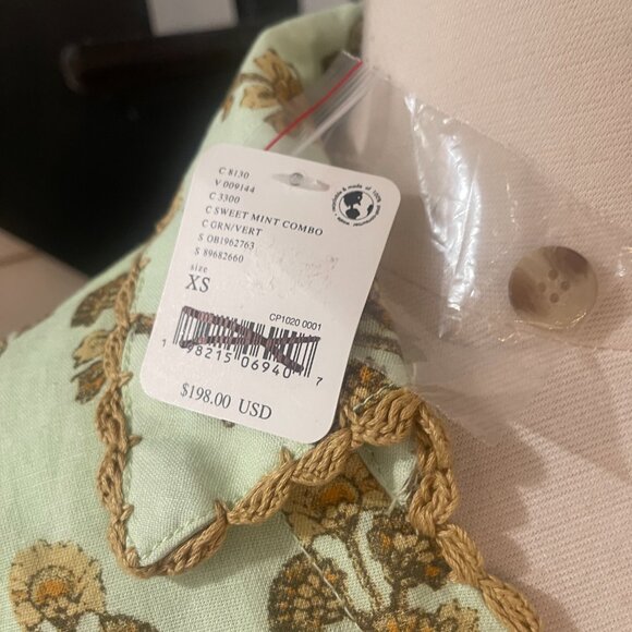 039 Free People Hazy Baby Boho Mini Dress Sweet Mint NWT Oversized Size XS - Picture 9 of 11